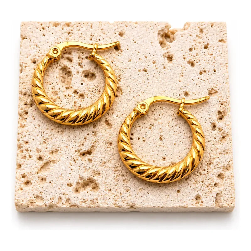 Aros Argollas Doradas Mujer Acero Inoxidable – Pendientes Elegantes Sin Alergia