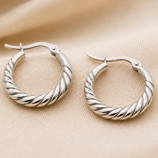 Aros Lena Argollas Plateadas