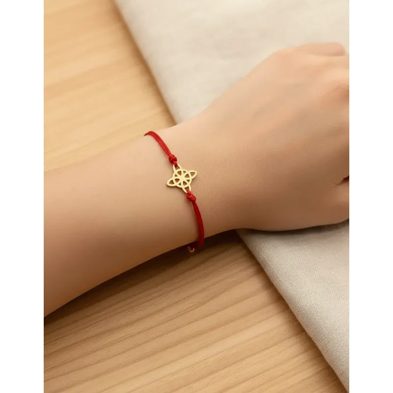 Pulsera Nudo De Bruja Rojo Amuleto Protección Acero Regalo Rojo 16 Cm