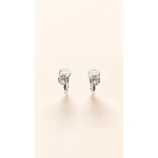 Aros Mujer Presion Brillante Pequeño Plateado Plateado
