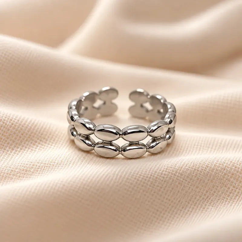 Anillo Cerca Plateado Plateado Ajustable