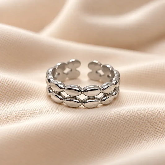 Anillo Cerca Plateado Plateado Ajustable
