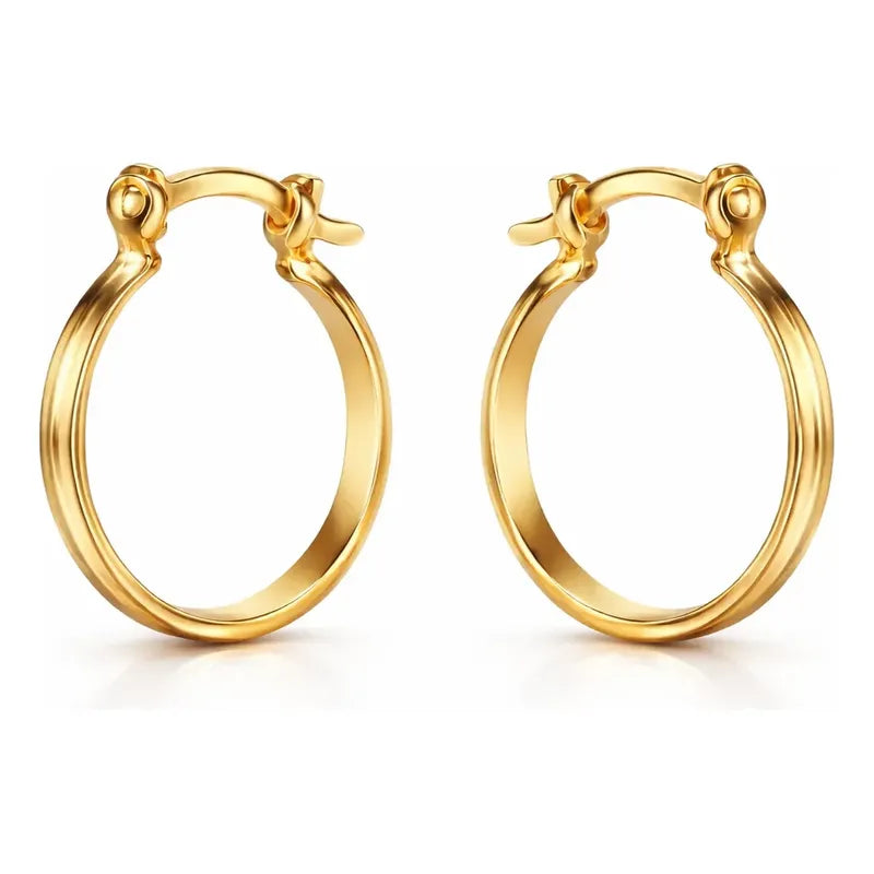 Aros Mujer Argollas Enchapadas 16mm Clasicas Caja De Rgalo Dorado