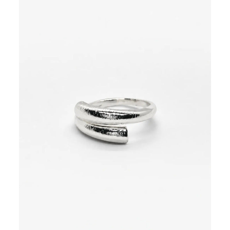 Anillo Mujer Plata Ajustable Abierto Doble Línea Elegante Plateado Ajustable