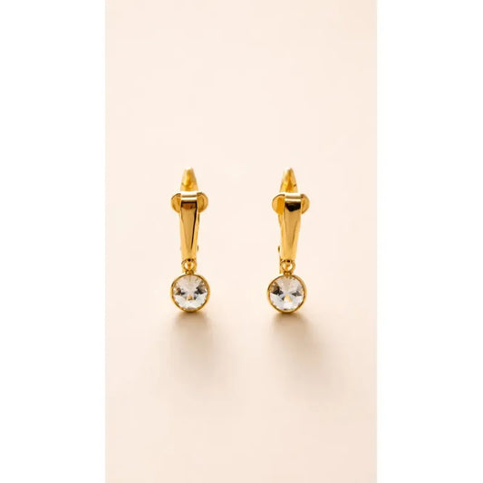Aros Mujer Presion Brillante Colgante Dorado Dorado