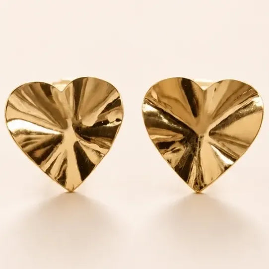 Aros Mujer Sin Perforar Enchapado En Oro Corazon A Presion Dorado
