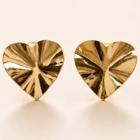 Aros Mujer Sin Perforar Enchapado En Oro Corazon A Presion Dorado