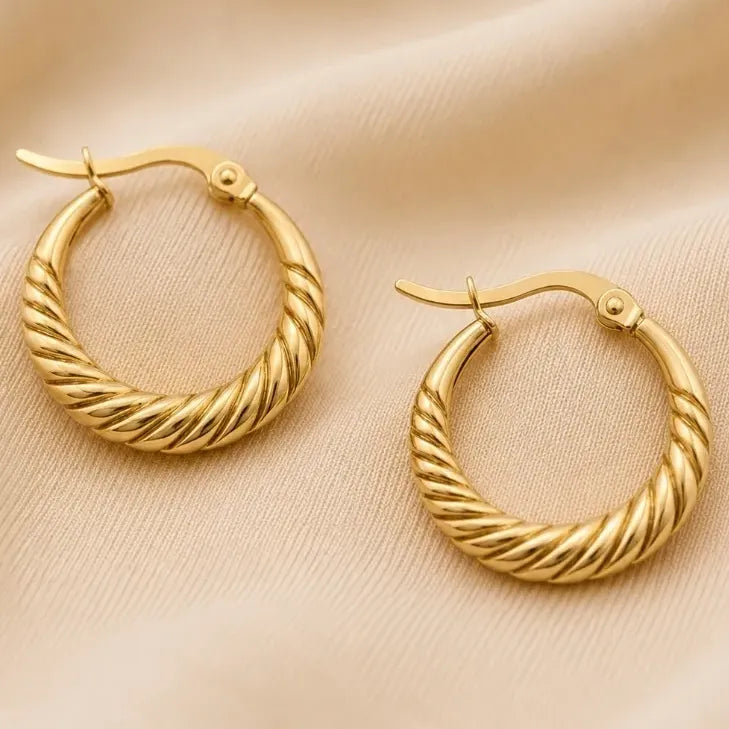 Aros Mujer Argollas Doradas De Acero Inoxidable Resistentes Dorado