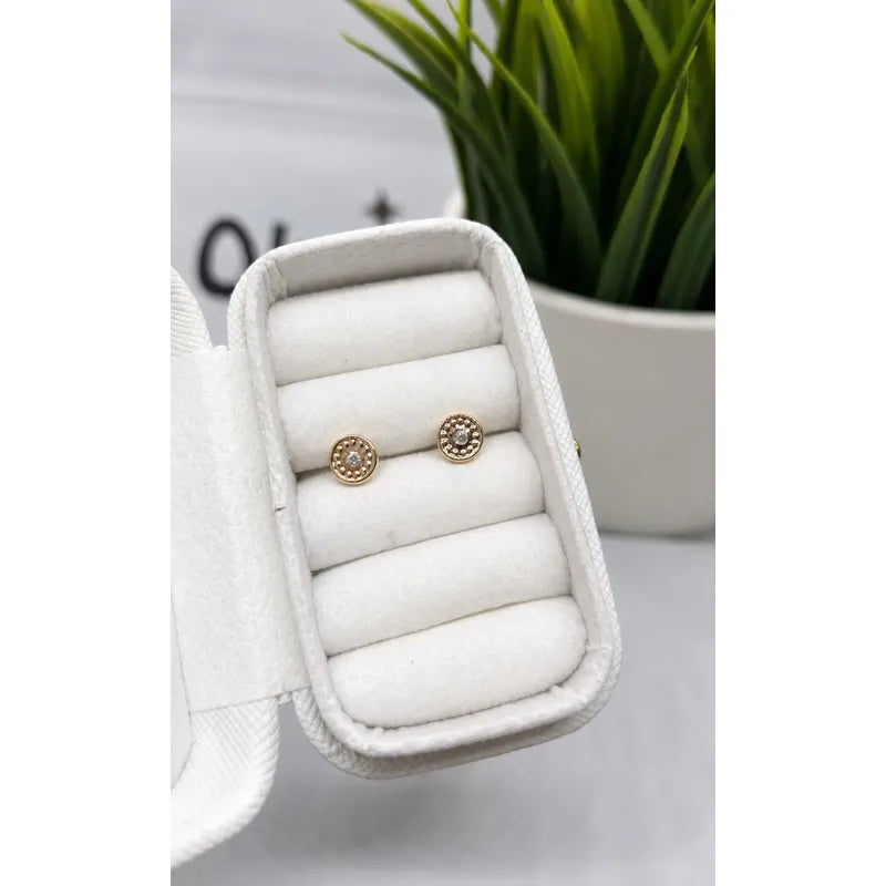 Aros Niña Enchapado Oro 18k Tope De Seguridad 5mm Infantil Dorado