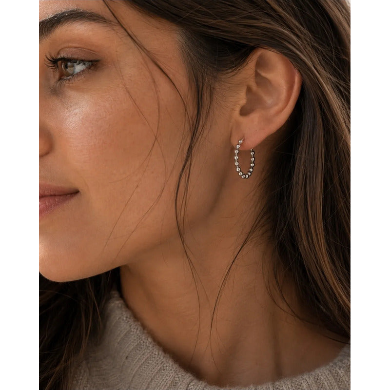 Aros Mujer Argollas Acero Inoxidable Minimalistas 20mm Plateado