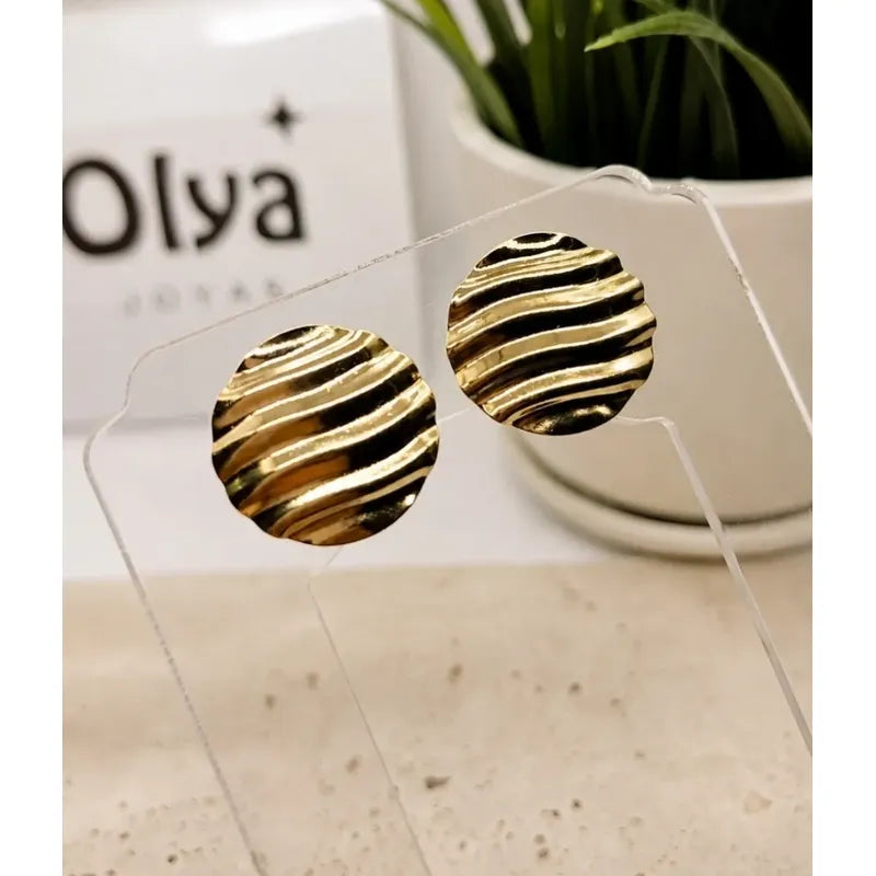 Aros A Presión Mujer Enchapados En Oro Redondos Regalo Clic Dorado