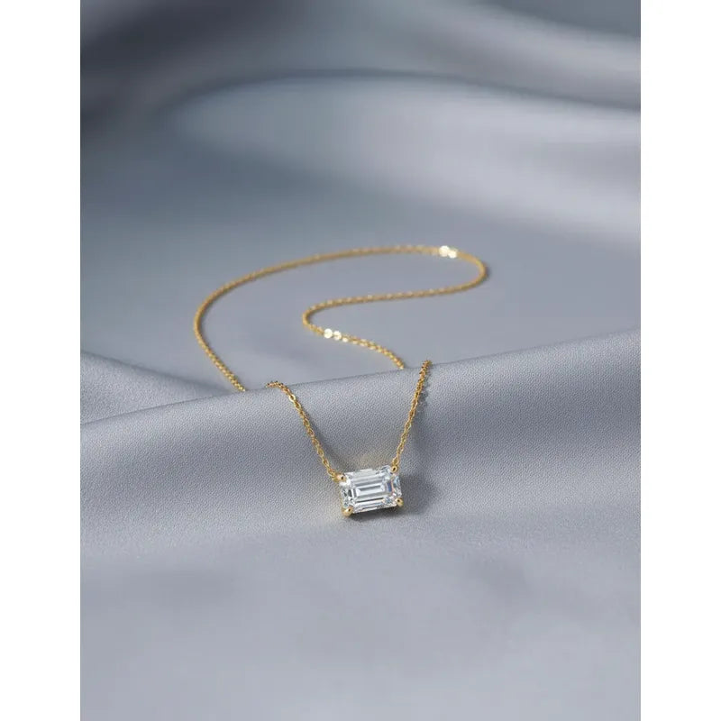 Collar Mujer Punto Luz Cuadrado Acero Inoxidable Regalo Dama Dorado