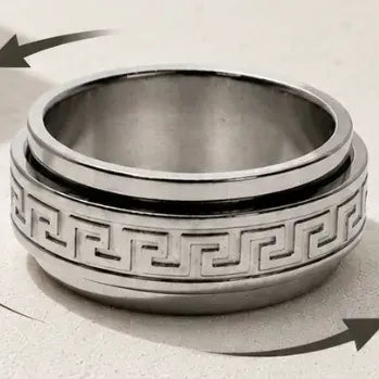 Anillo Antiestres Giratorio Unisex Acero Inoxidable Variado Diseño Al Azar 19