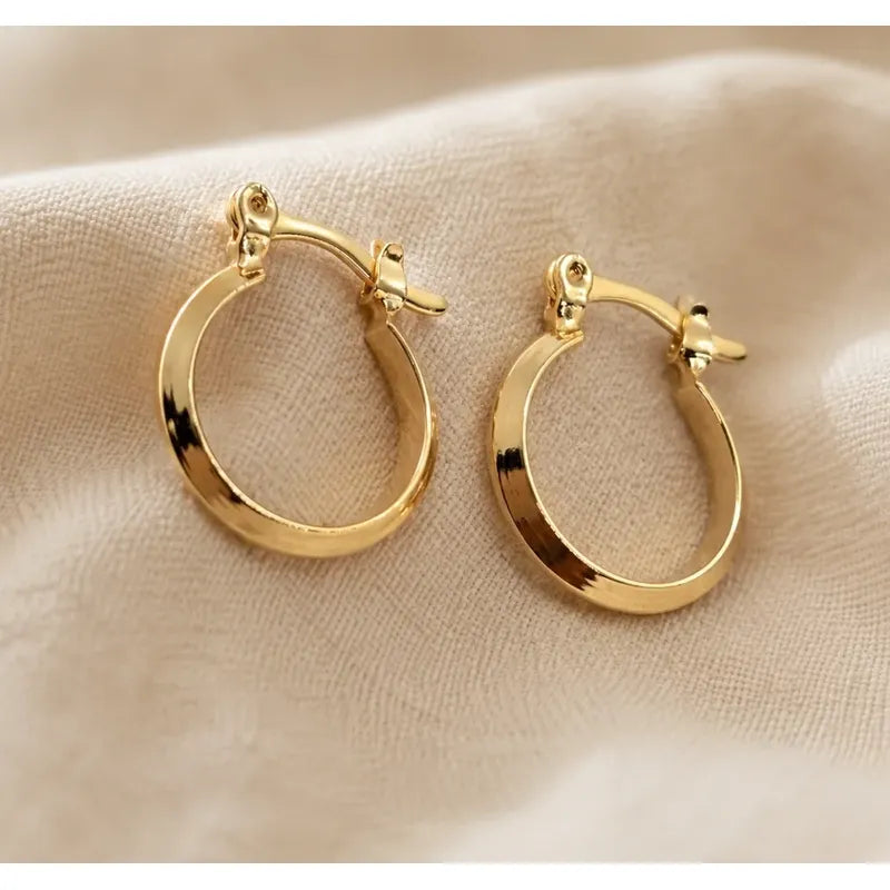 Aros Mujer Argollas Enchapadas 16mm Clasicas Caja De Rgalo Dorado