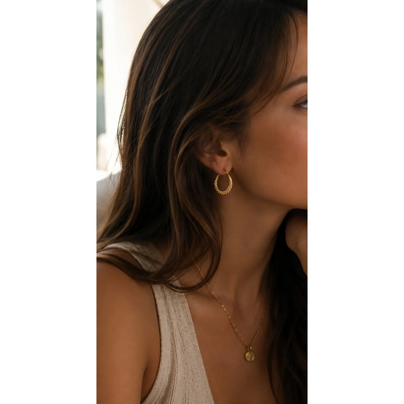 Aros Mujer Argollas Doradas De Acero Inoxidable Resistentes Dorado
