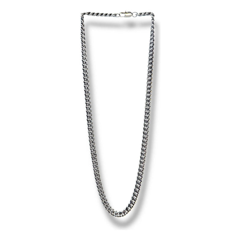 Cadena Cubana Hombre Acero Inoxidable 8mm Gruesa Regalo Plateado