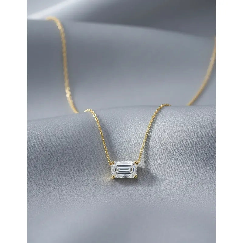 Collar Mujer Punto Luz Cuadrado Acero Inoxidable Regalo Dama Dorado