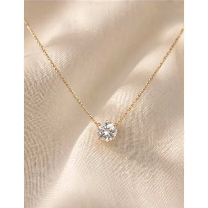 Collar Con Punto De Luz Color Dorado Mujer Acero Inoxidable Dorado