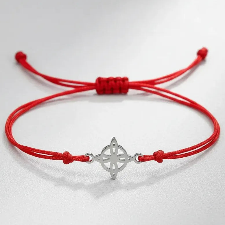 Pulsera Nudo De Bruja Rojo Amuleto Protección Acero Regalo Plateado 20 Cm