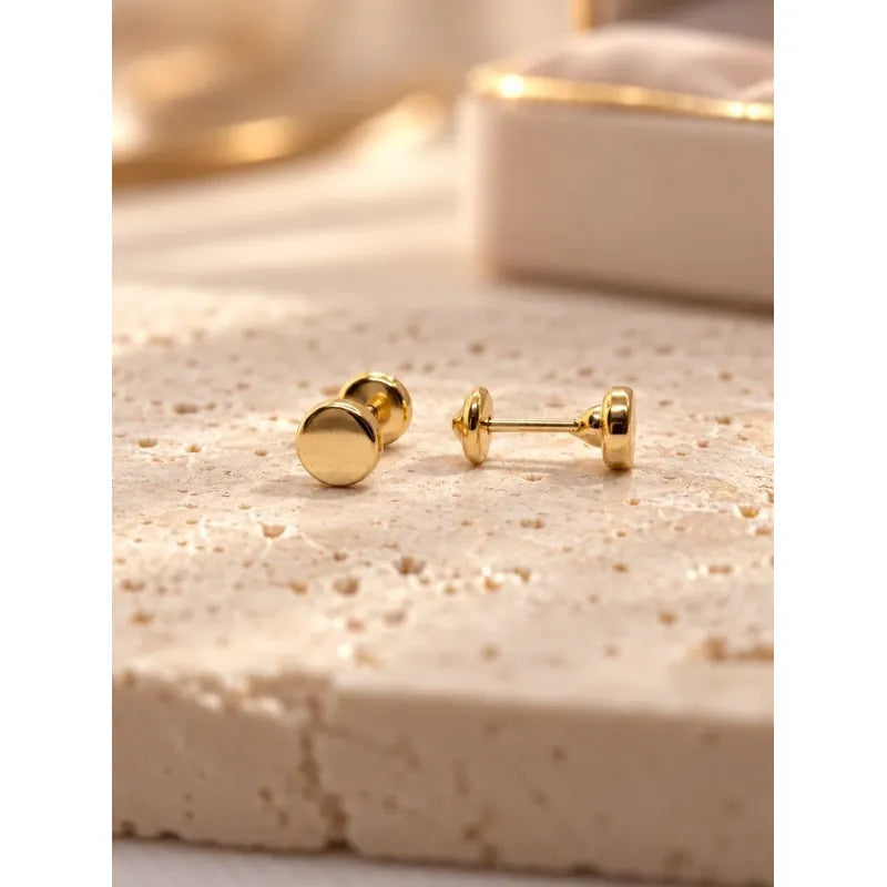 Aros Redondos Enchapados En Oro Tope Bebe Niña Regalo Dorado