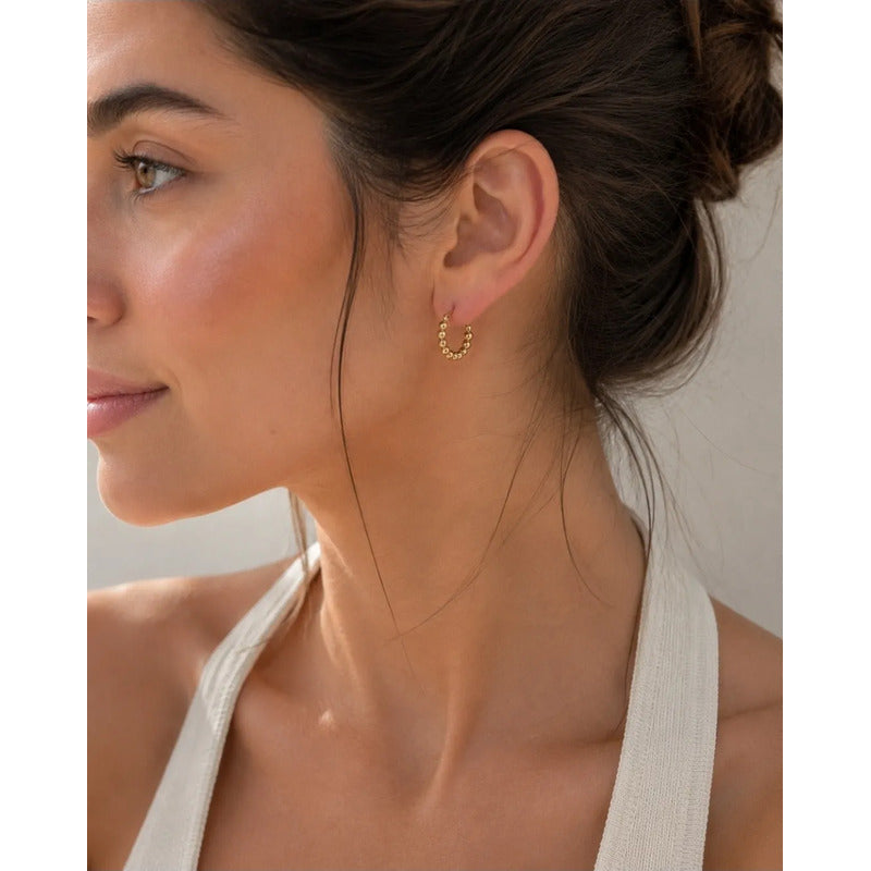 Aros Mujer Argollas Acero Inoxidable Minimalistas 20mm Dorado