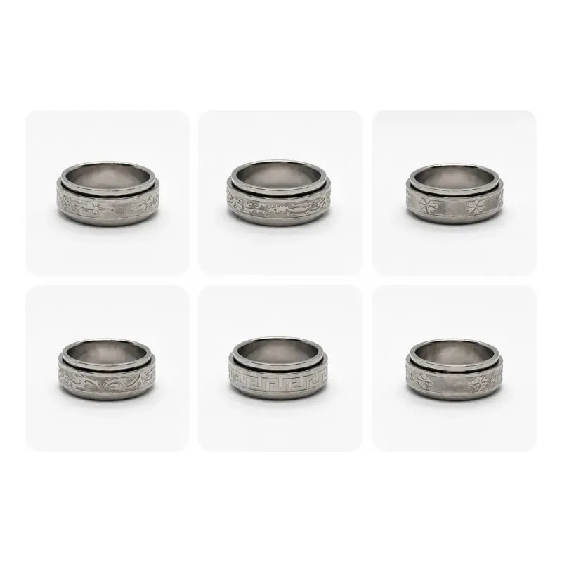 Anillo Antiestres Giratorio Unisex Acero Inoxidable Variado Diseño Al Azar 18