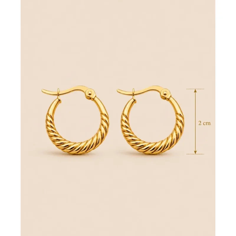 Aros Mujer Argollas Doradas De Acero Inoxidable Resistentes Dorado