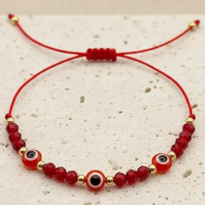 Pulsera Ojo Turco Roja Protección Mal De Ojo Acero Suerte Rojo 16 Cm