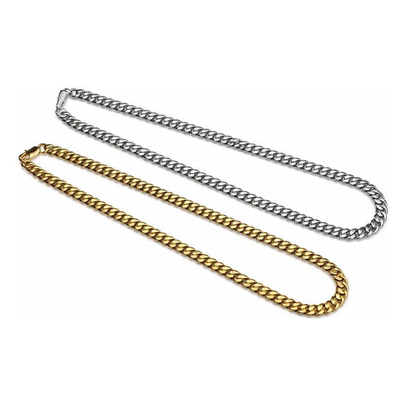 Cadena Cubana Hombre Acero Inoxidable 8mm Gruesa Regalo Dorado