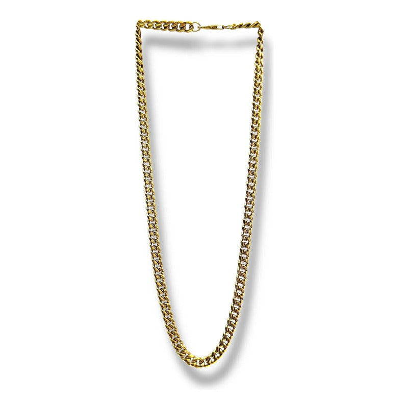 Cadena Cubana Hombre Acero Inoxidable 8mm Gruesa Regalo Dorado