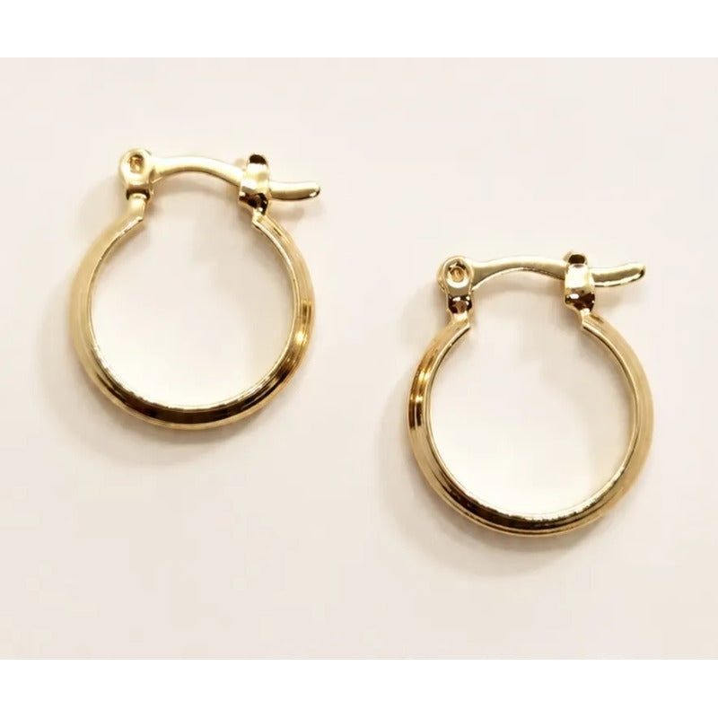 Aros Mujer Argollas Enchapadas 16mm Clasicas Caja De Rgalo Dorado
