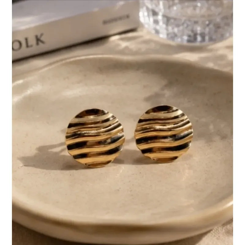 Aros A Presión Mujer Enchapados En Oro Redondos Regalo Clic Dorado