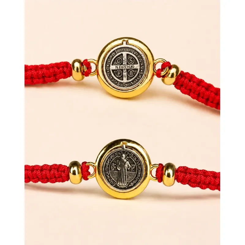 Pulsera San Benito Ajustable Amuleto Unisex Protección Rojo 18 Cm