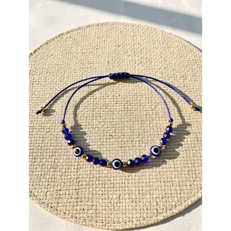 Pulsera Ojo Turco Protección Amuleto Suerte Unisex En Acero Azul 16 Cm