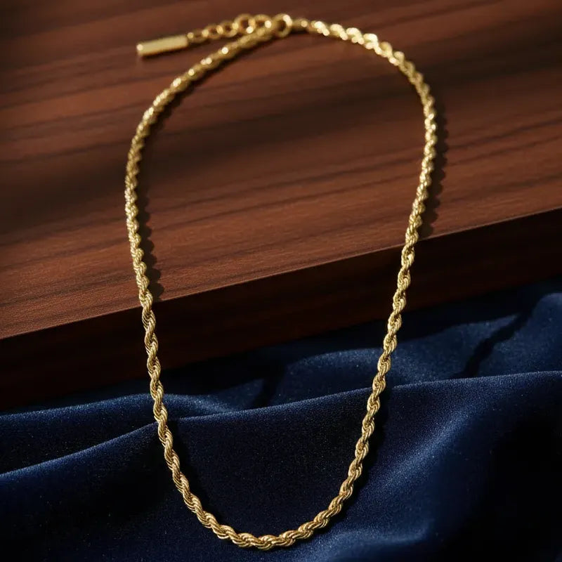 Cadena Tourbillon Hombre Acero Inoxidable 3mm Regalo Dorado