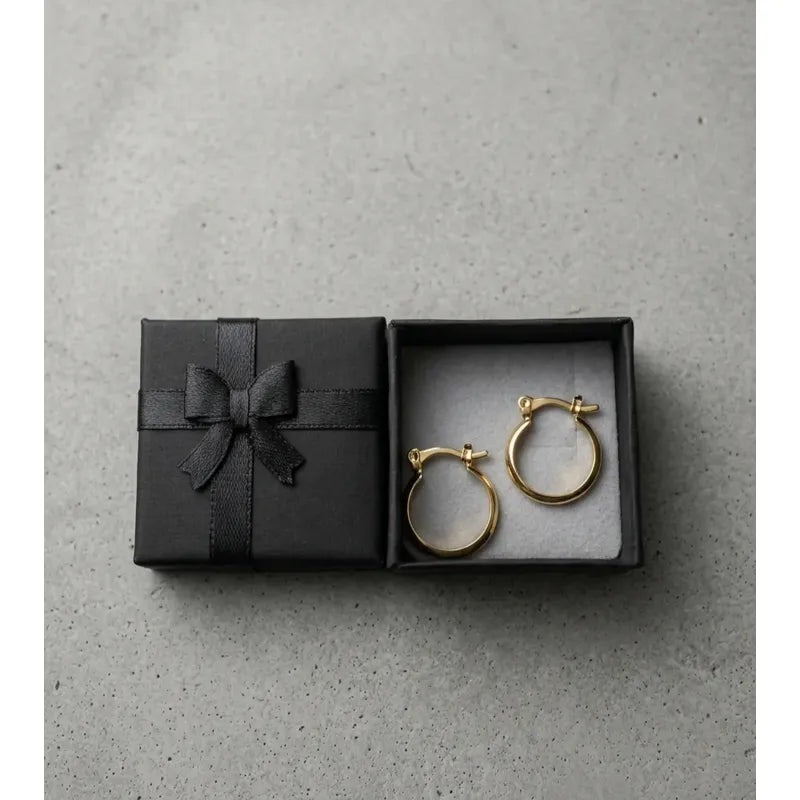 Aros Mujer Argollas Enchapadas 16mm Clasicas Caja De Rgalo Dorado