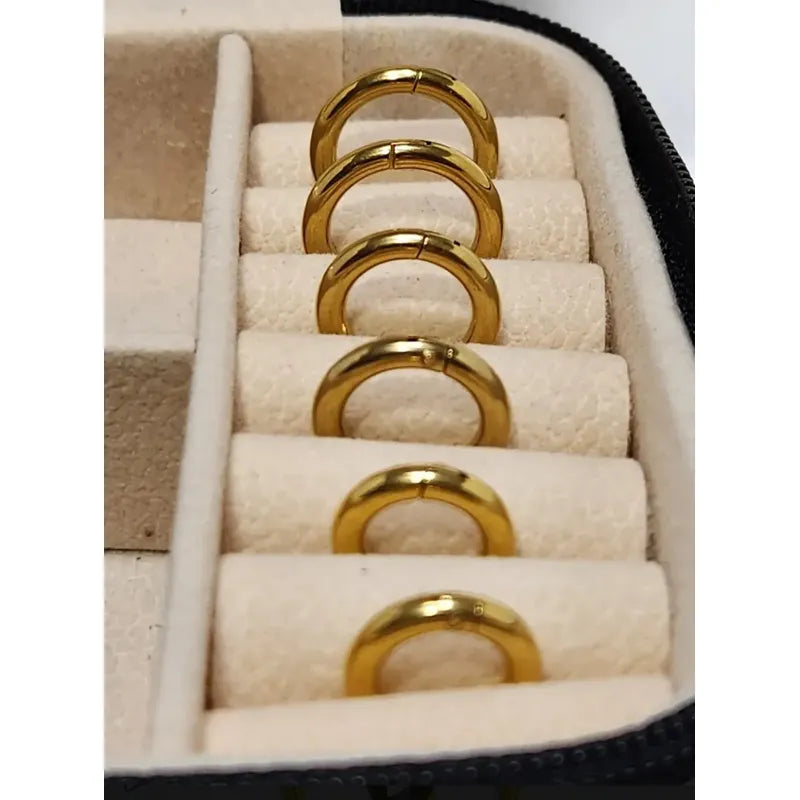 Aros Argollas Acero Inoxidable Lisas Pack 3 Pares Unisex Dorado