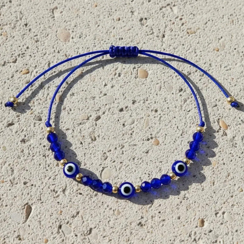 Pulsera Ojo Turco Protección Amuleto Suerte Unisex En Acero Azul 16 Cm