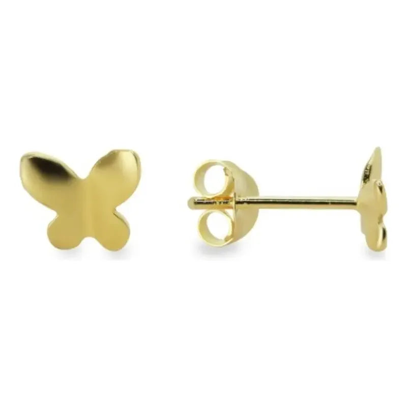 Aros Mariposa 8mm Enchapado Oro 18k Joyería Femenina Infanti Dorado Con Caja De Regalo