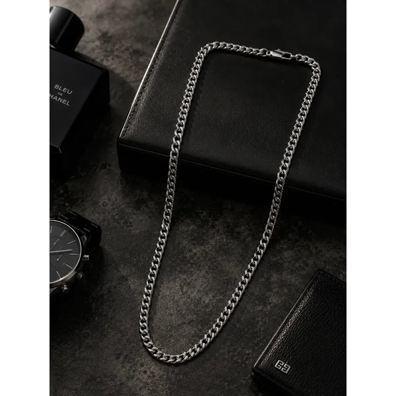 Cadena Cubana Hombre Acero Inoxidable 8mm Gruesa Regalo Plateado