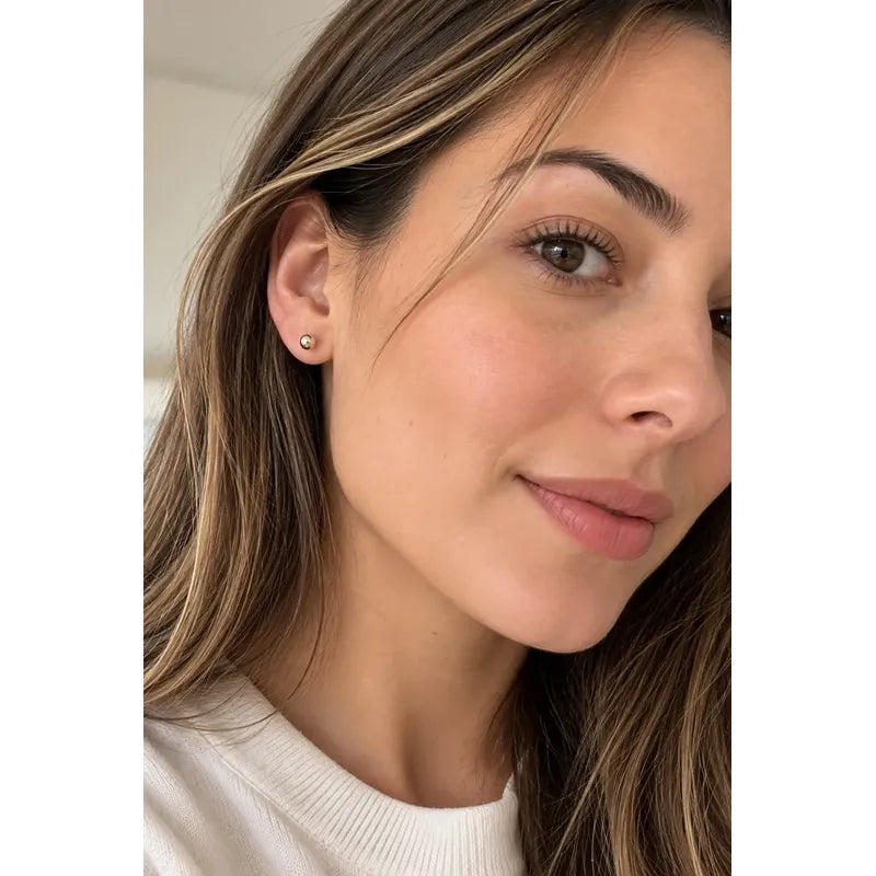 Aros Bebé Niña Plata Bolita 4mm Tope Seguridad Caja Regalo Plateado