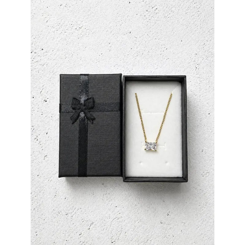 Collar Mujer Punto Luz Cuadrado Acero Inoxidable Regalo Dama Dorado