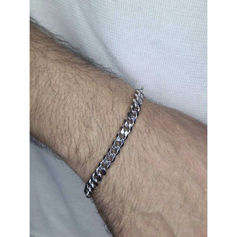 Pulsera Hombre Acero Inoxidable Cubana Clásica Estilo Urbano Eslabones 22 Cm
