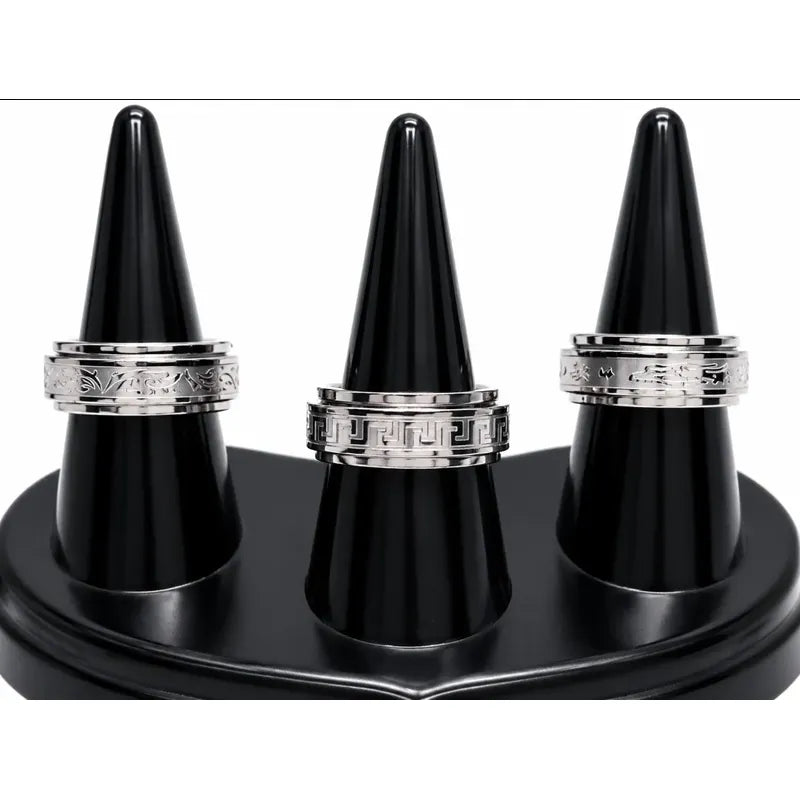 Anillo Antiestres Giratorio Unisex Acero Inoxidable Variado Diseño Al Azar 18