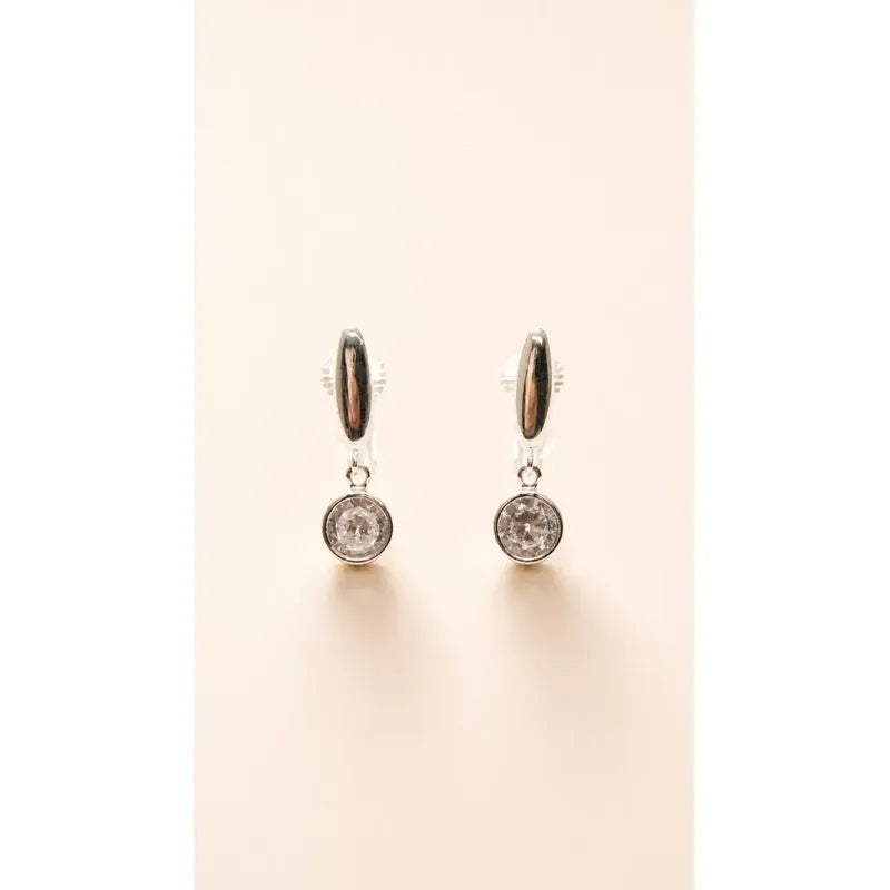 Aros Mujer Presion Brilante Colgante Plateado Plateado