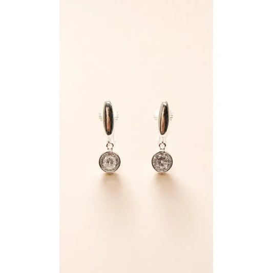 Aros Mujer Presion Brilante Colgante Plateado Plateado