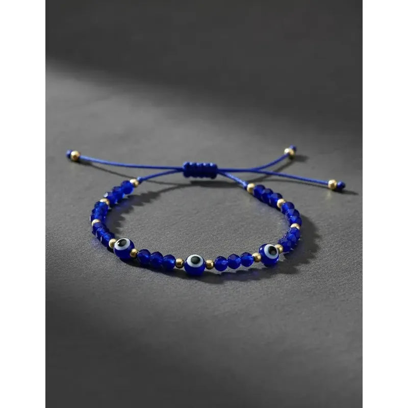 Pulsera Ojo Turco Protección Amuleto Suerte Unisex En Acero Azul 16 Cm