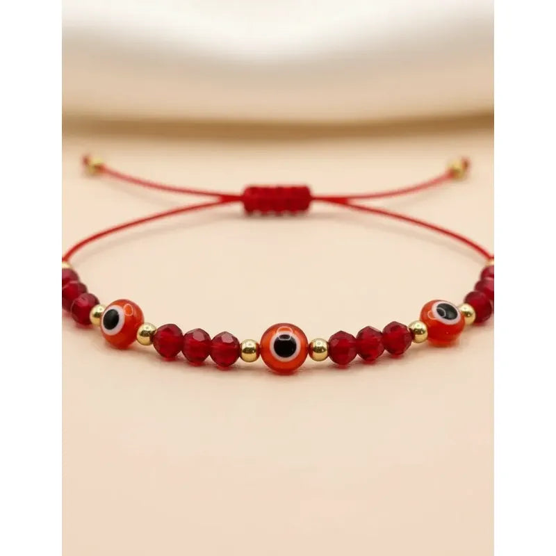 Pulsera Ojo Turco Roja Protección Mal De Ojo Acero Suerte Rojo 16 Cm