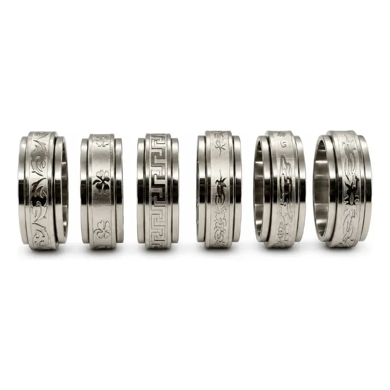 Anillo Antiestres Giratorio Unisex Acero Inoxidable Variado Diseño Al Azar 18