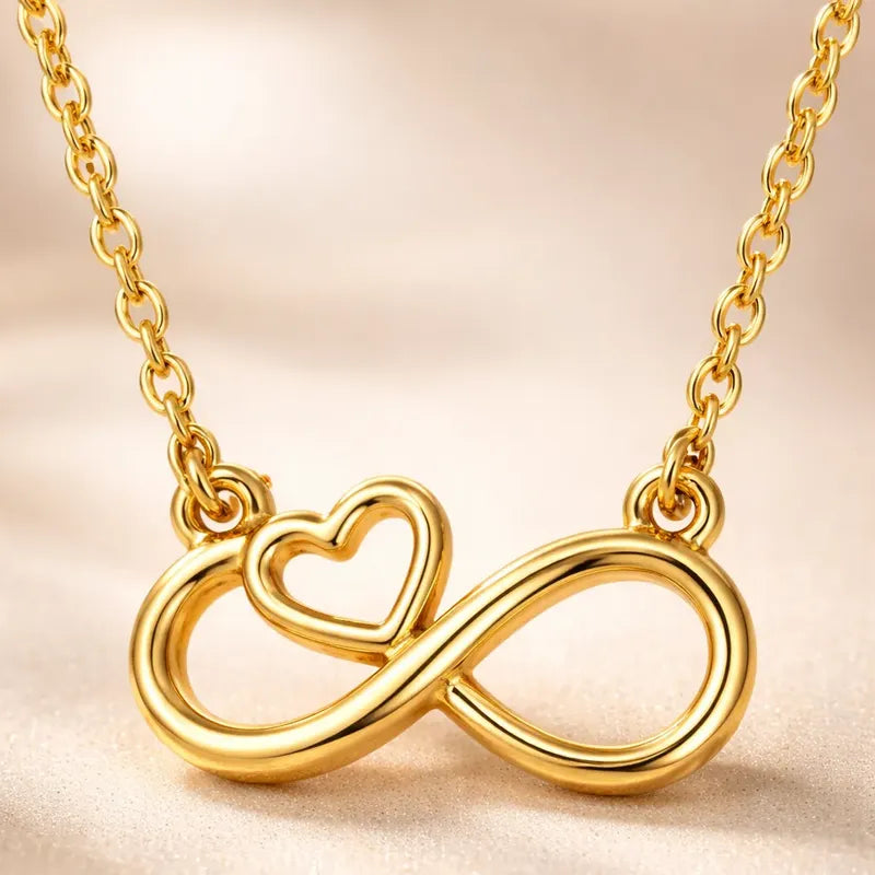 Collar Mujer Acero Inoxidable Amor Infinito Corazón Dorado